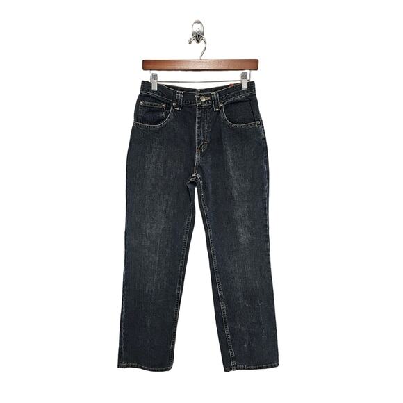 Lee Jeans Boys Size 18 Short Adjustable Waist Band Stonewash Dark Indigo Blue - Picture 1 of 9